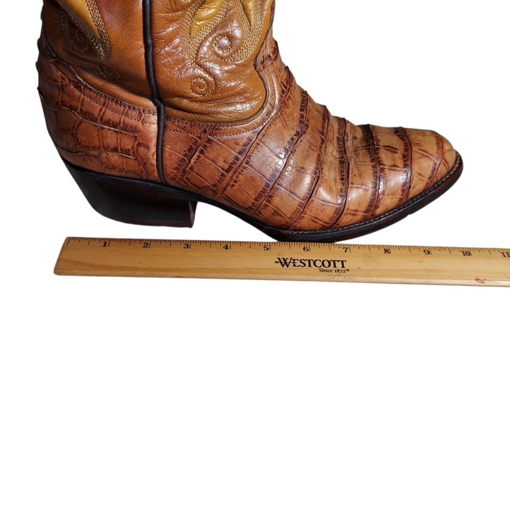 Vintage Rudel 8178 Western Cowboy Boots Cognac Reptile Embossed Snip Toe 8.5 EE - Picture 12 of 14